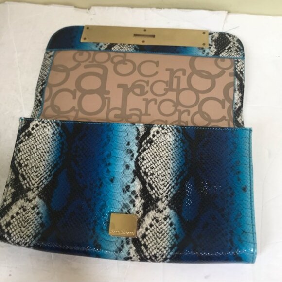 Roccobarocco NEW Clutch Bag Animal Snake Print Large Shoulder Purse Logo Vegan - Picture 5 of 16
